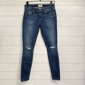 PAIGE Verdugo Ultra Skinny Jeans Ripped Knees Medium Wash Y2K Aesthetic Sz 29